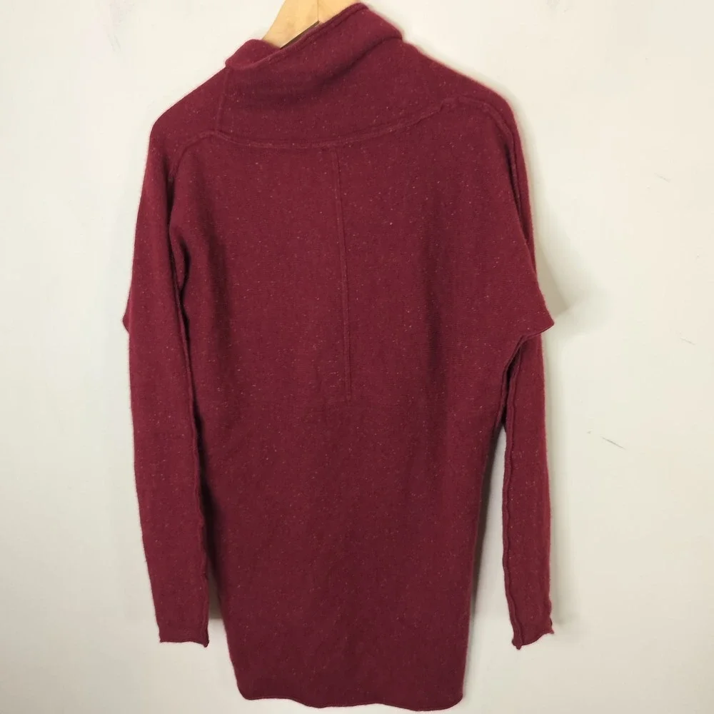 Free People Cashmere‎ Sweater Red Speckled Tunic Shawl Collar